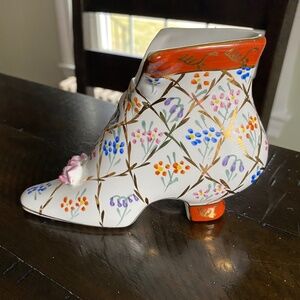 Formalities; Baum Bros.Boot figurine, vintage, hand painted, 10k gold trim